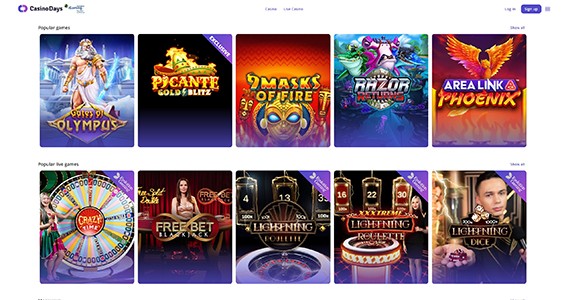 Casino Days homepage screenshot